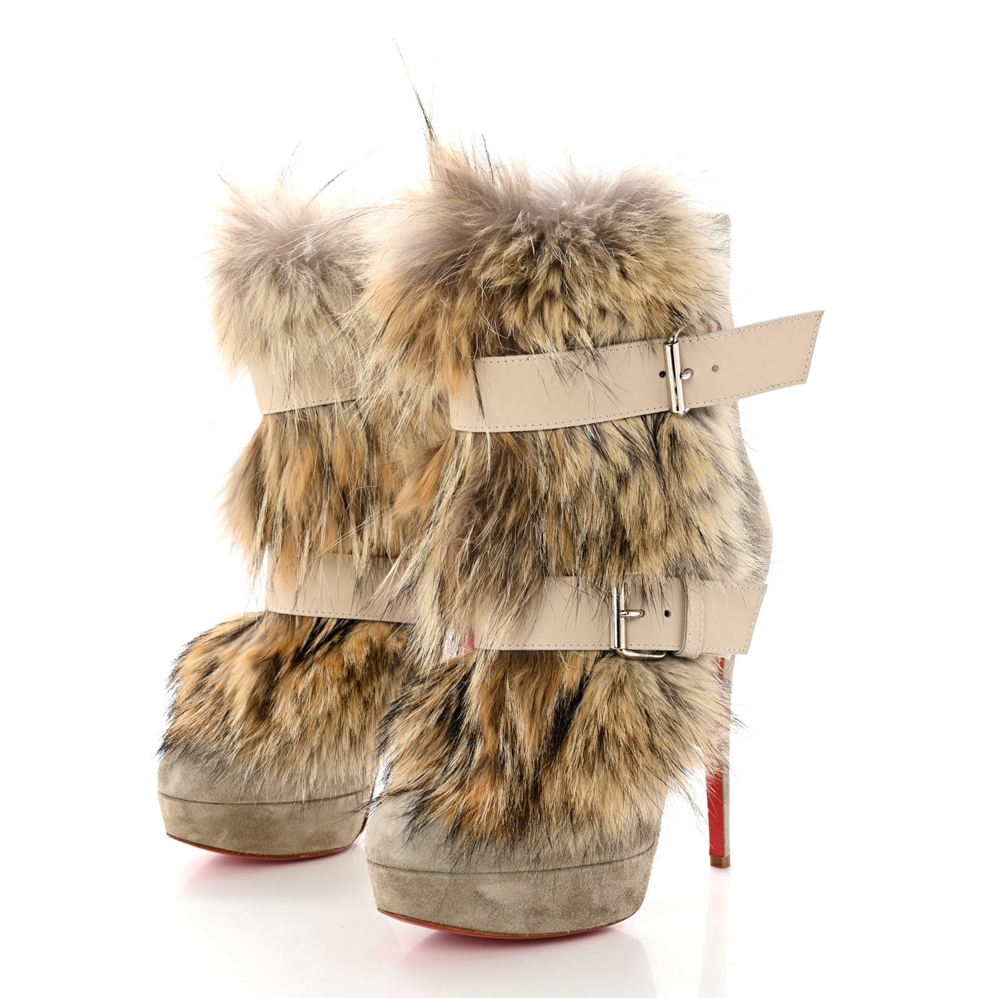 Suede Coyote Fur Toundra 140 Booties Boots 40.5 Beige