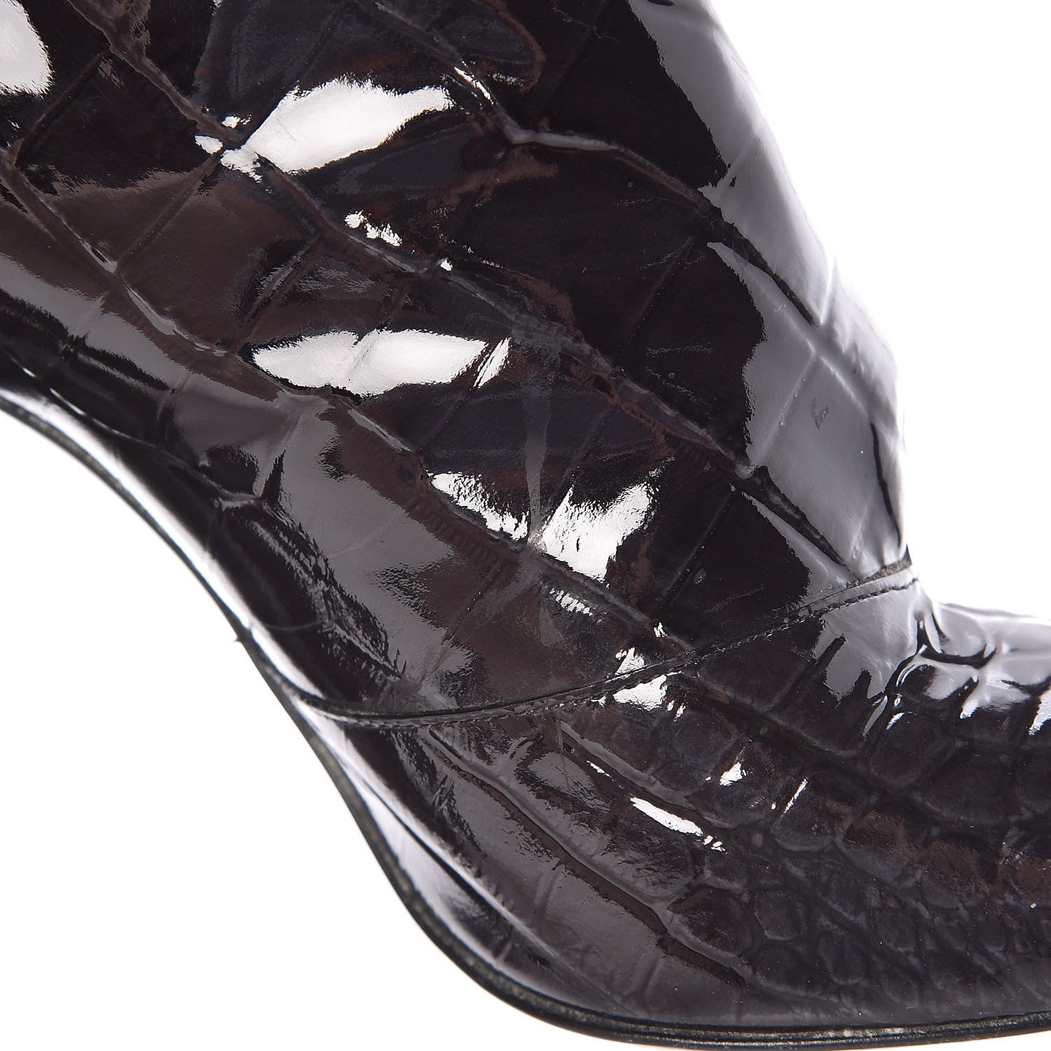 Louis Vuitton Crocodile Embossed Patent Calfskin Delft Cornelia Ankle Boots 38 Black 11 of 15