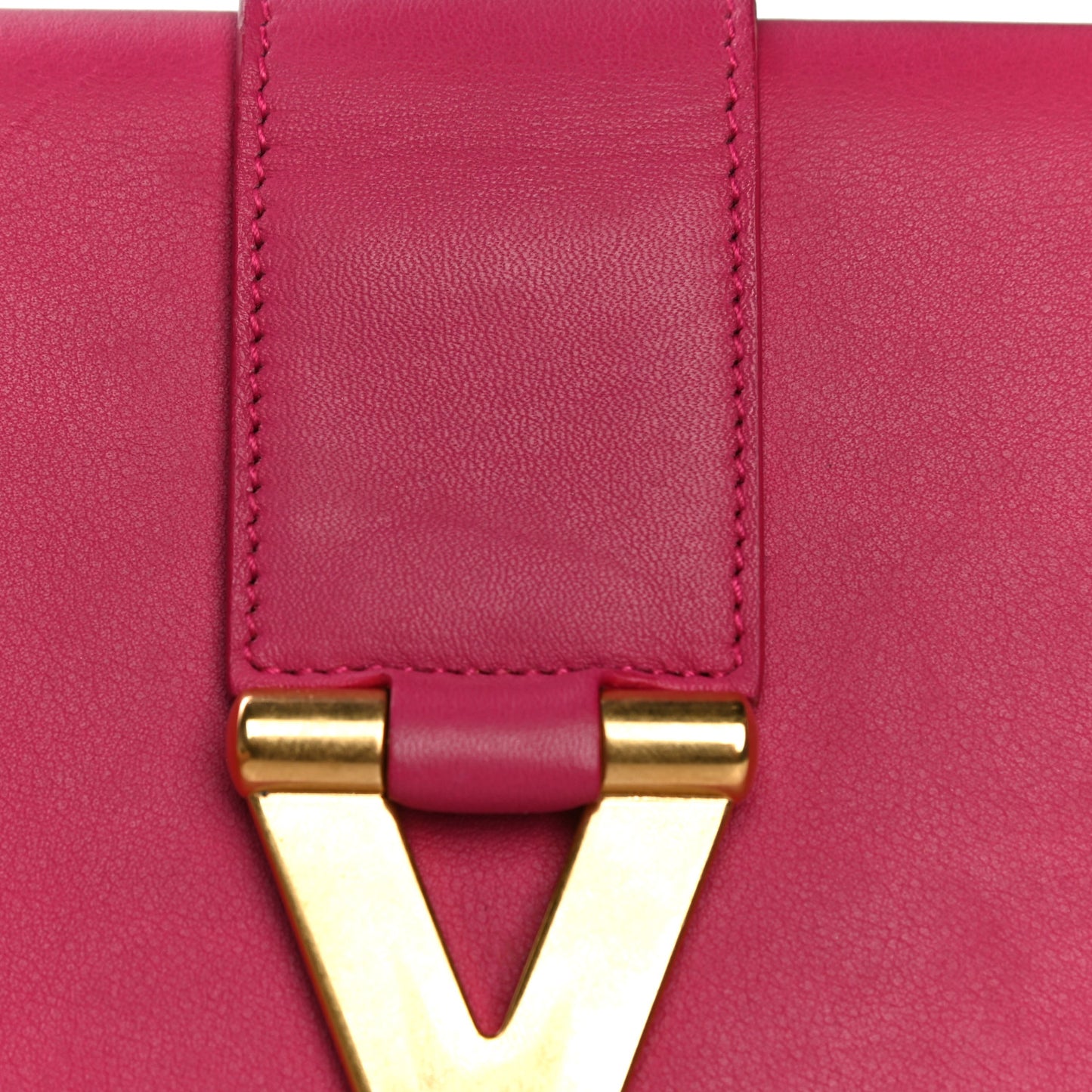 Calfskin Classic Y Ligne Clutch Fuchsia
