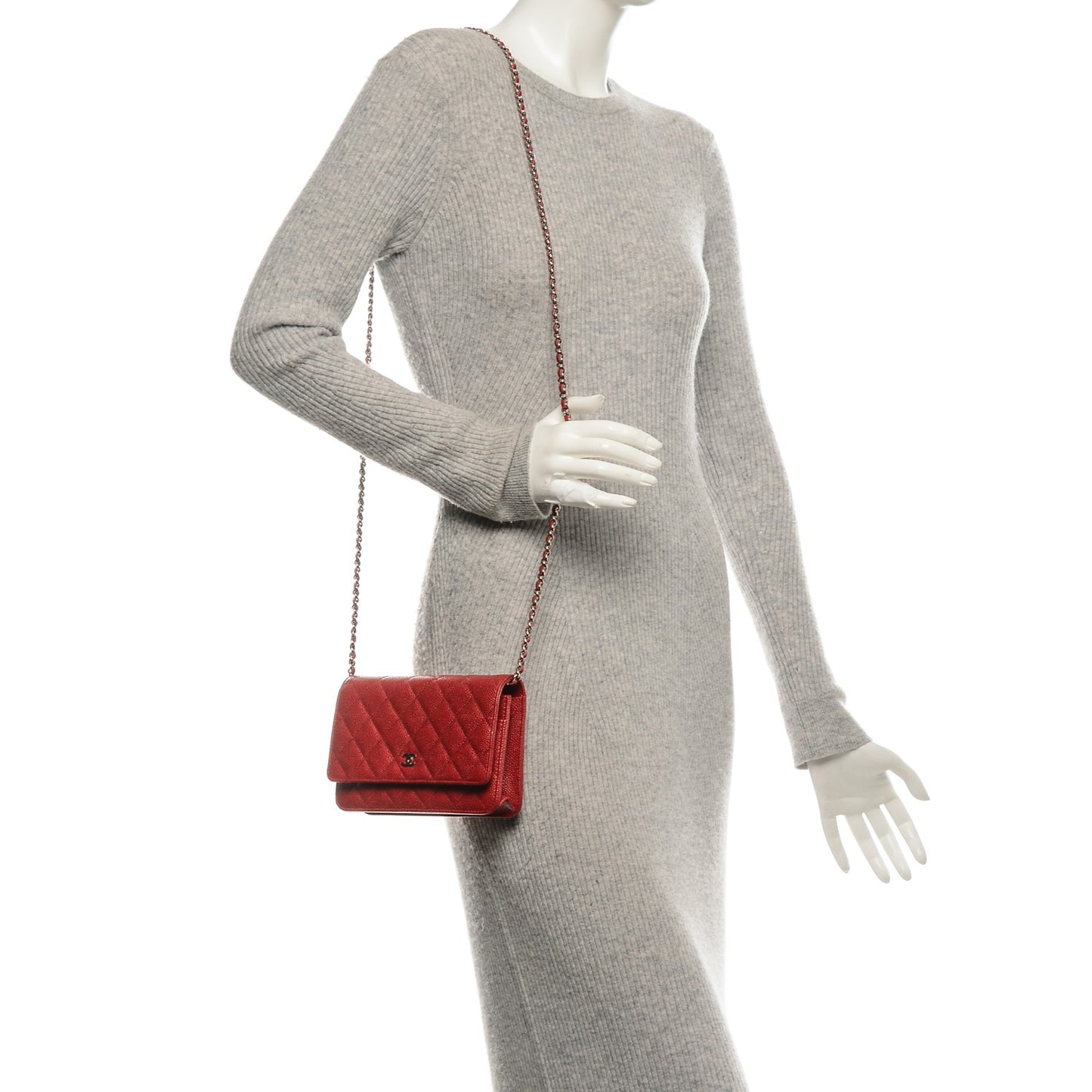 Caviar Quilted Wallet On Chain WOC Red