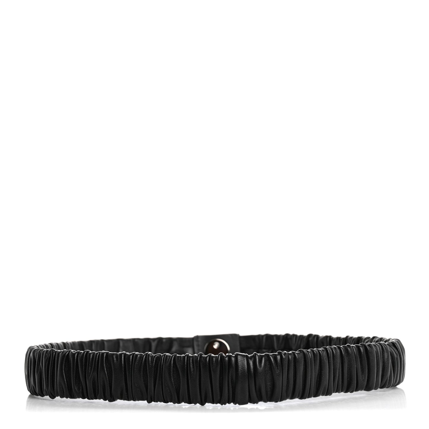 Ruched Calfskin Crystal CC Turnlock Belt  80 32 Black