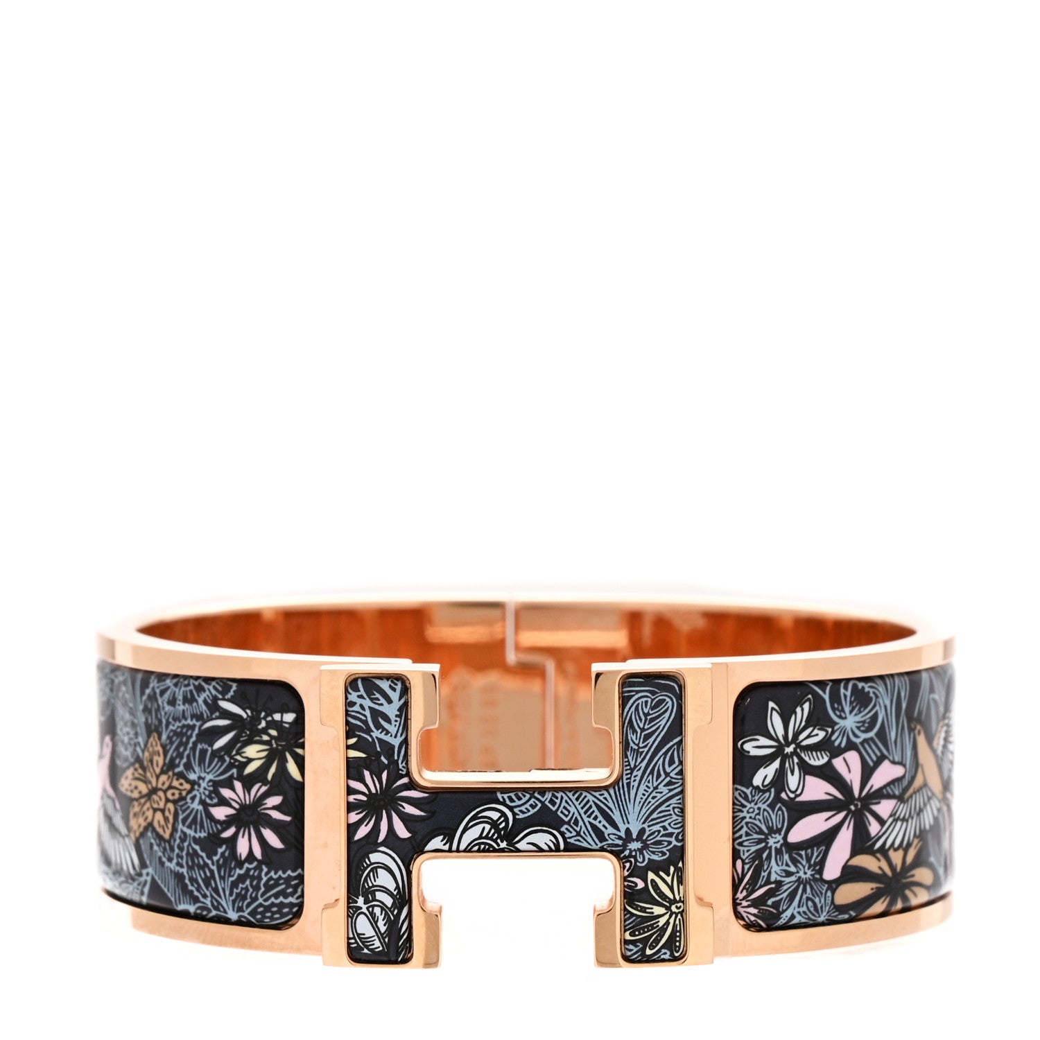 Hermes Enamel Printed Wide Sous Un Battement D'Ailes Clic Clac H Bracelet PM Galaxie 1 of 6