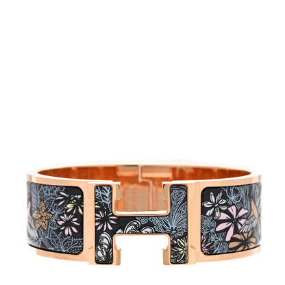 Hermes Enamel Printed Wide Sous Un Battement D'Ailes Clic Clac H Bracelet PM Galaxie 1 of 6