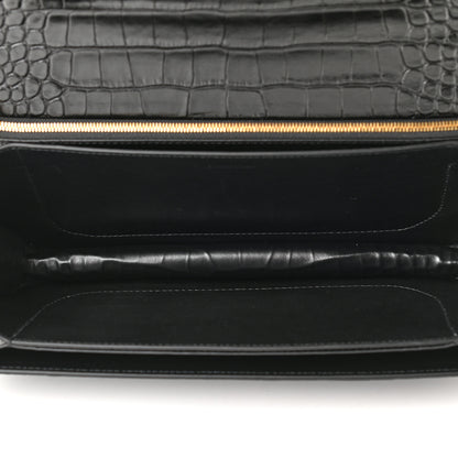 Balenciaga Extra Supple Calfskin Crocodile Embossed Medium Gossip Bag Black 5 of 8