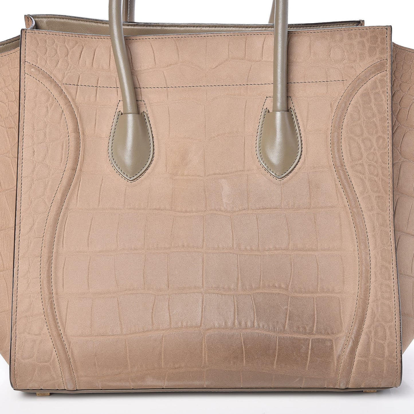 Crocodile Embossed Nubuck Medium Phantom Luggage Beige