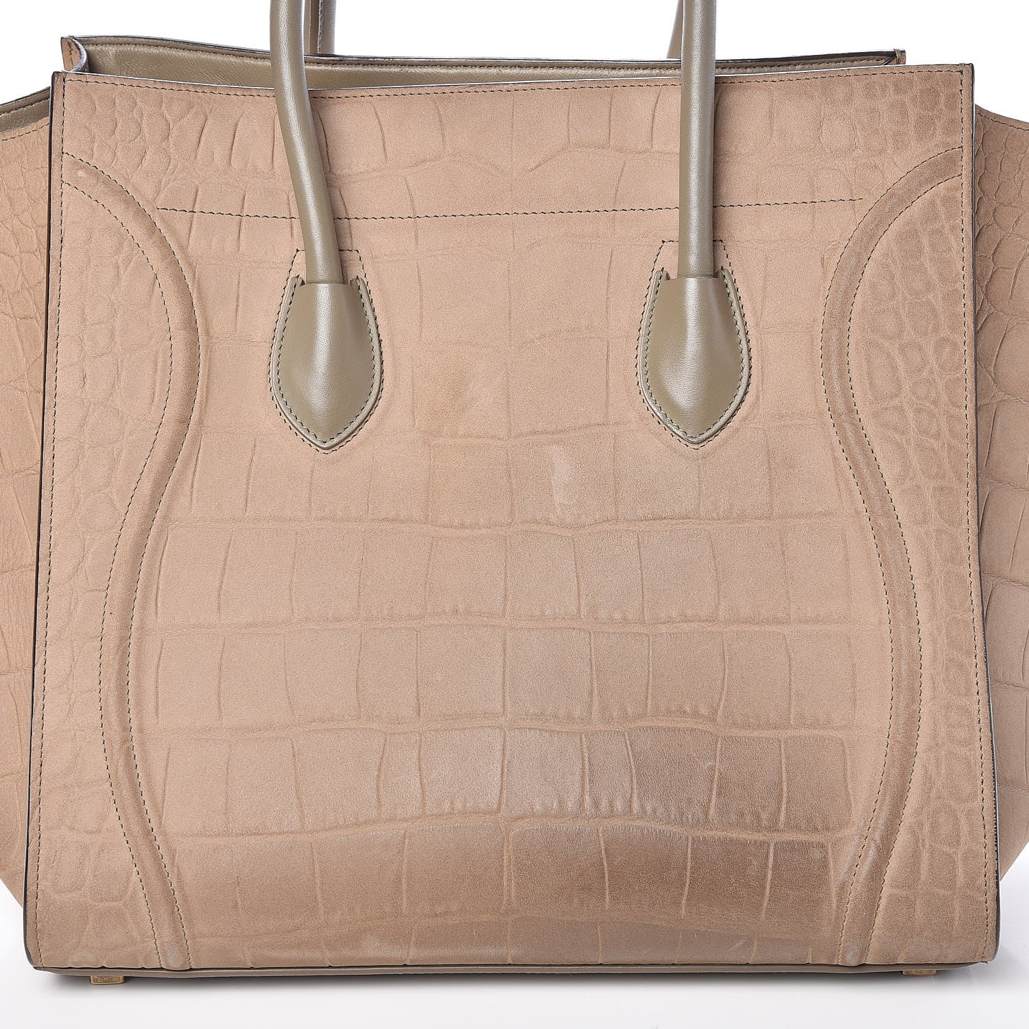 Celine Crocodile Embossed Nubuck Medium Phantom Luggage Beige 15 of 15