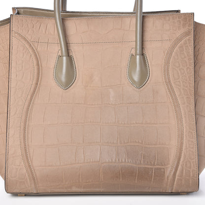 Celine Crocodile Embossed Nubuck Medium Phantom Luggage Beige 15 of 15