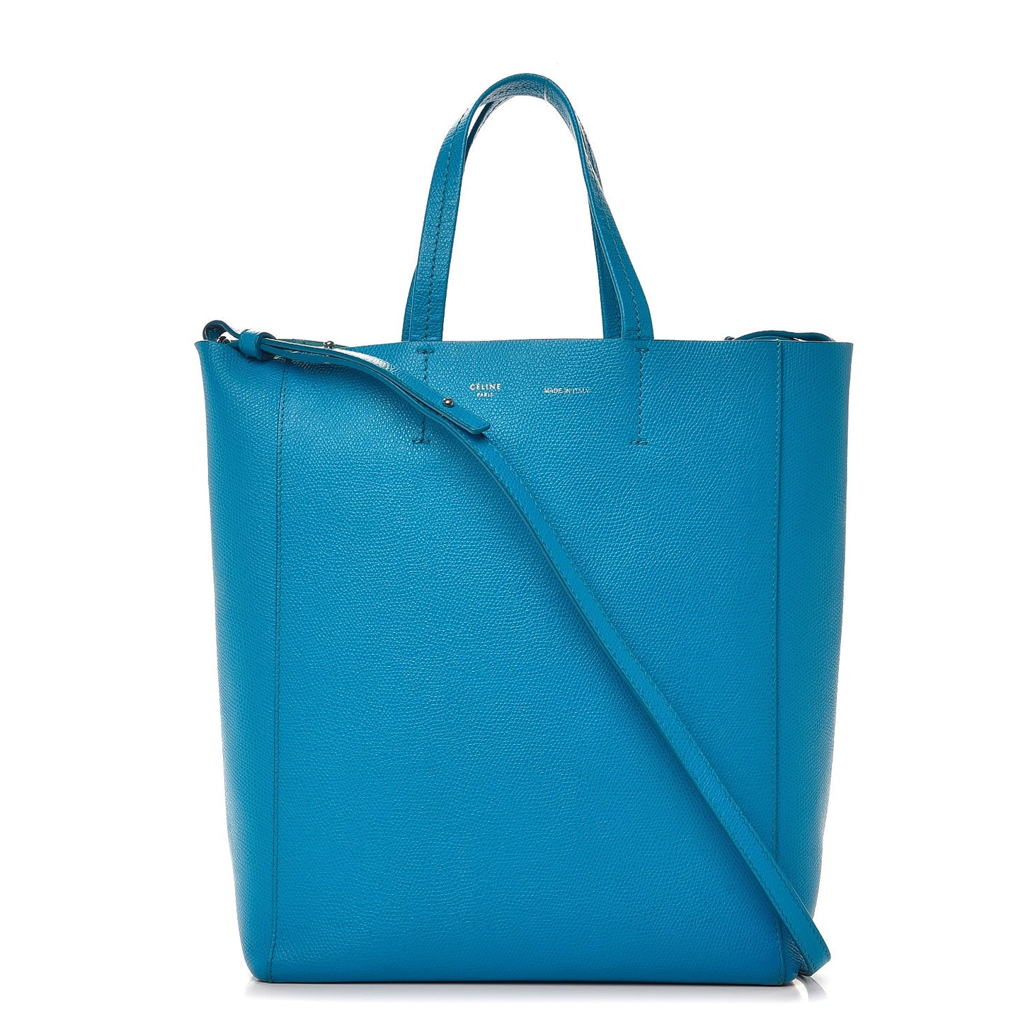 Grained Calfskin Small Vertical Cabas Turquoise