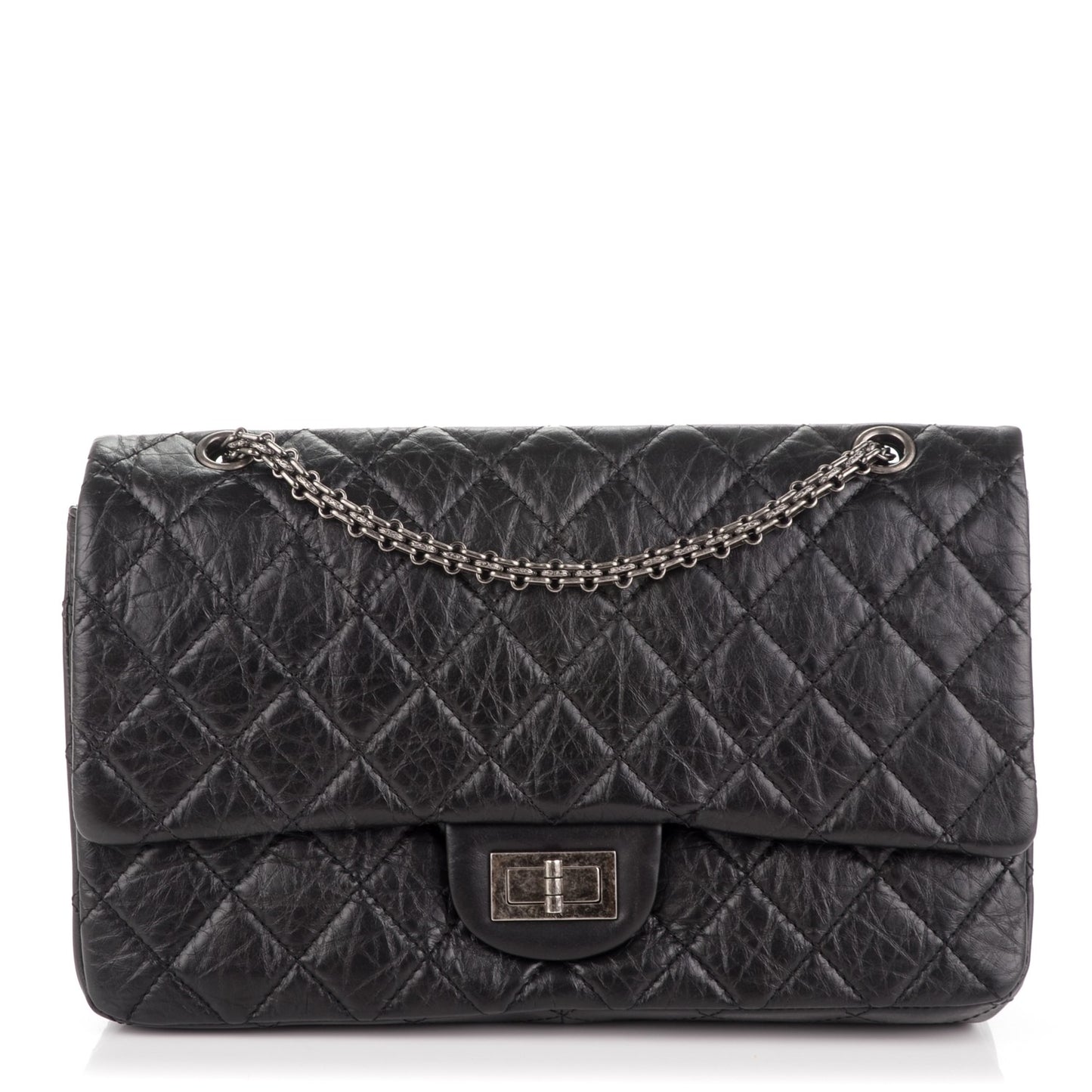 Aged Calfskin Quilted 2.55 Reissue 227 Flap Black