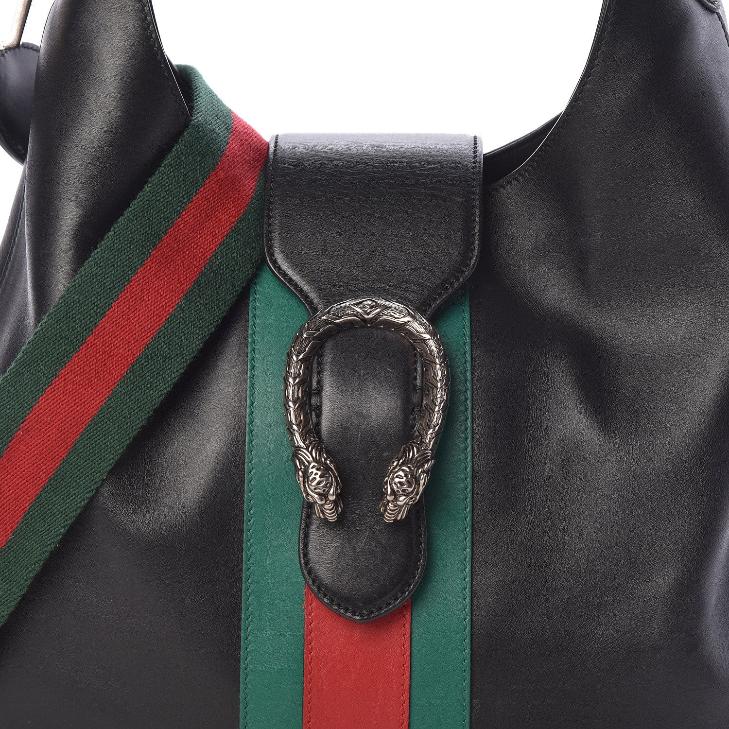 Gucci Calfskin Web Stripe Medium Dionysus Hobo Black 8 of 10