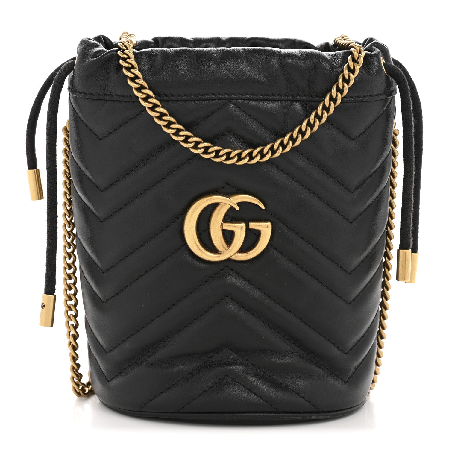 Gucci Calfskin Matelasse Mini GG Marmont 2.0 Bucket Bag Black 1 of 11
