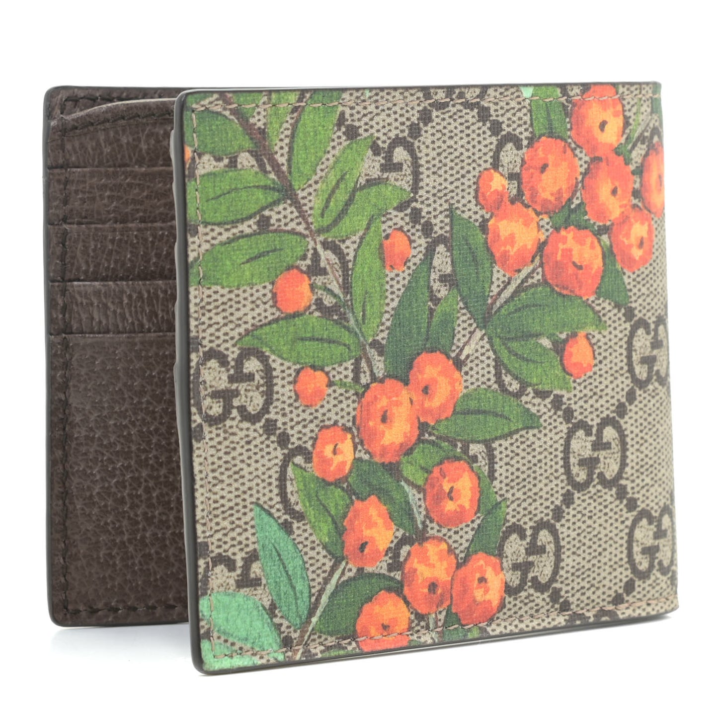 GG Supreme Monogram Tian Bi-Fold Wallet Beige Multicolor New Acero
