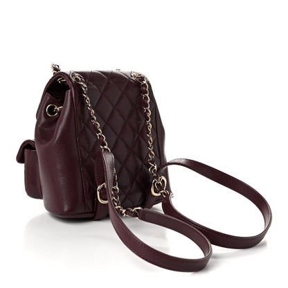 Chanel Shiny Caviar Quilted Small Duma Pockets Drawstring Backpack Burgundy 3 of 10