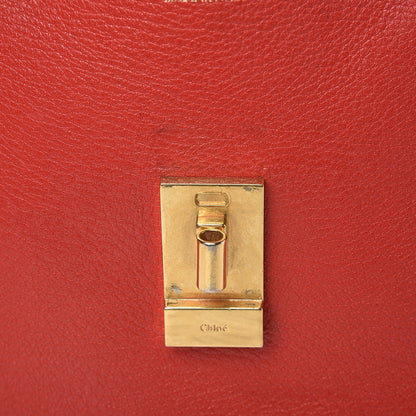 Chloe Grained Lambskin Medium Drew Shoulder Bag Plaid Red 11 of 12