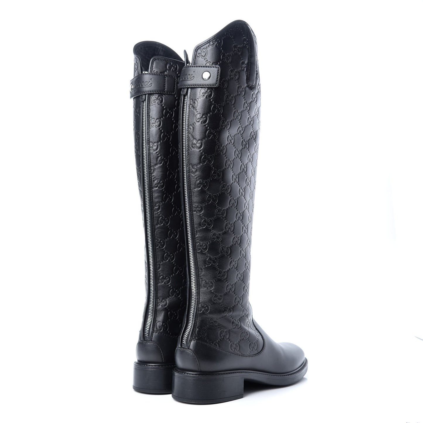 Guccissima Calfskin Miro Soft Knee High Riding Boots 39 Black
