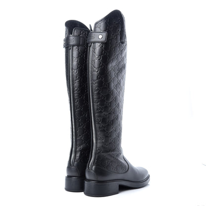 Gucci Guccissima Calfskin Miro Soft Knee High Riding Boots 39 Black 4 of 9