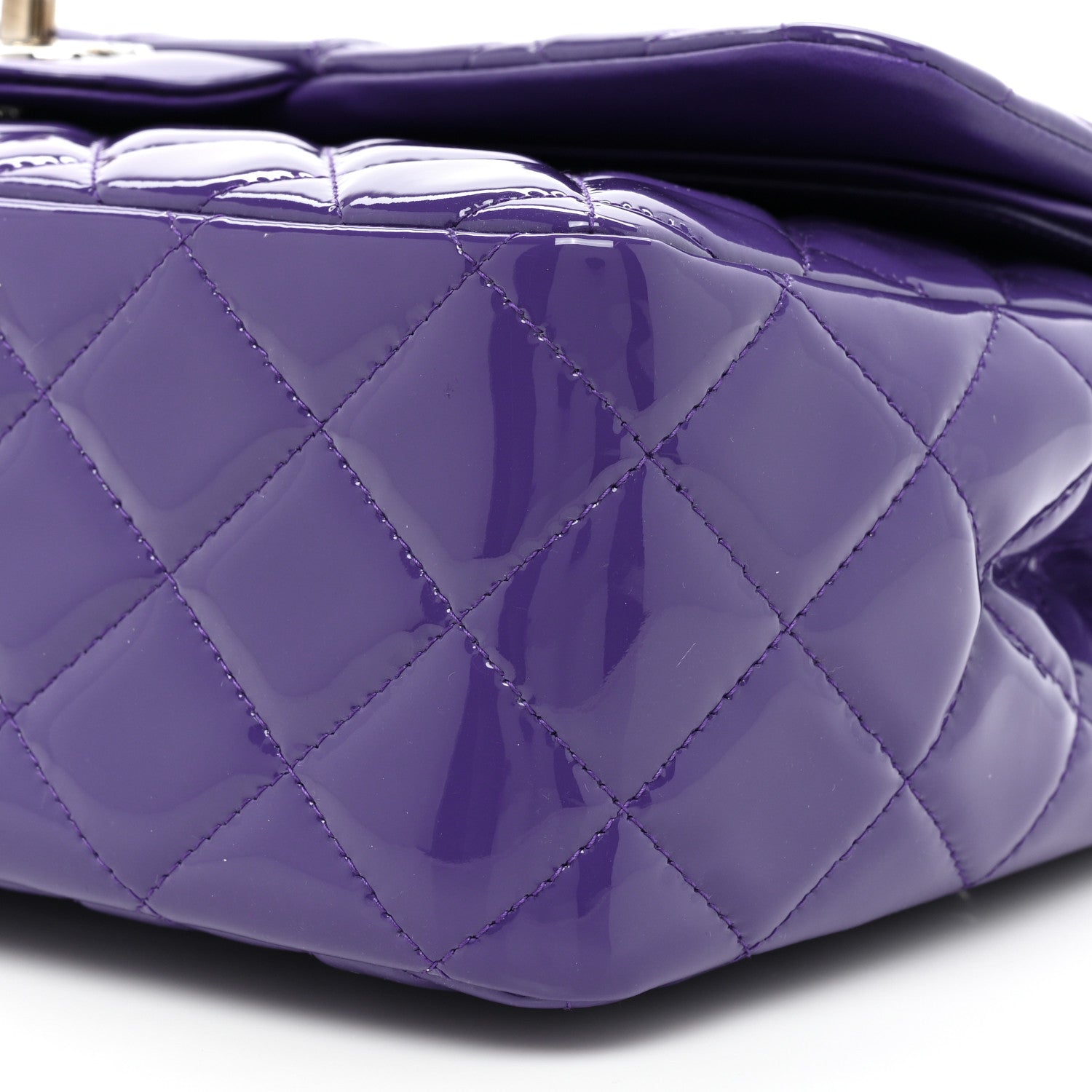 Chanel Patent Calfskin Quilted Jumbo Double Flap Purple 8 of 10