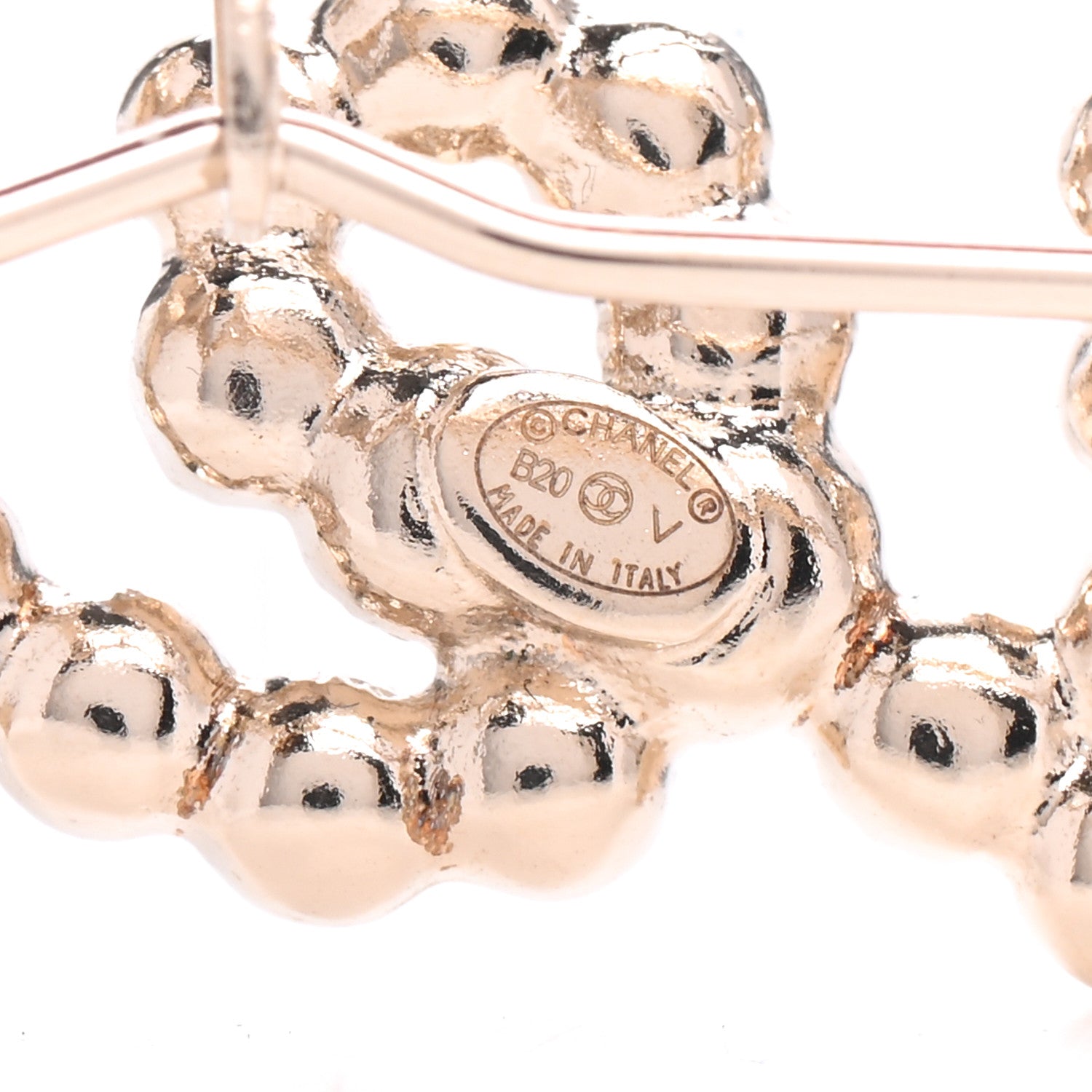 Chanel Metal Glass Swirling Pearls Hair Clip Gold 3 of 4