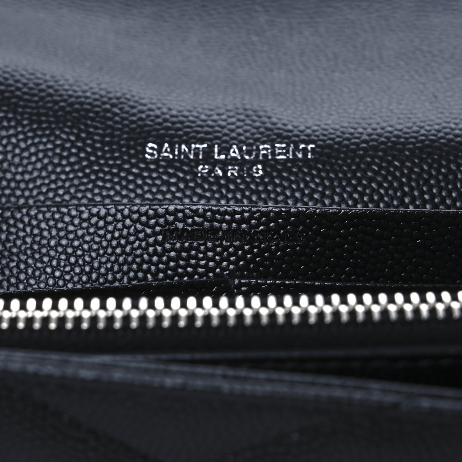 Saint Laurent Grain De Poudre Matelasse Chevron Monogram Chain Wallet Black 7 of 12