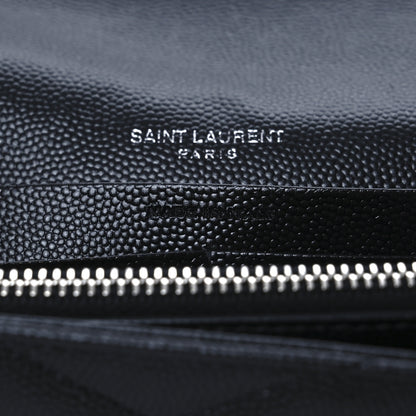 Saint Laurent Grain De Poudre Matelasse Chevron Monogram Chain Wallet Black 7 of 12
