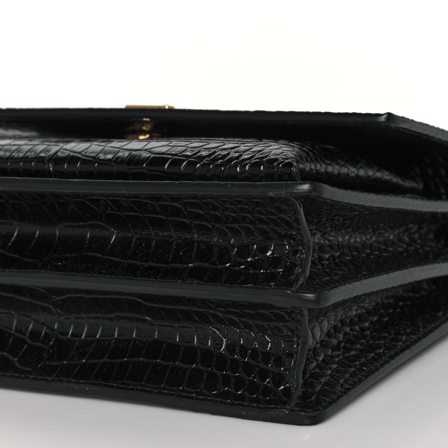 Saint Laurent Calfskin Crocodile Embossed Medium Monogram Sunset Black 7 of 7