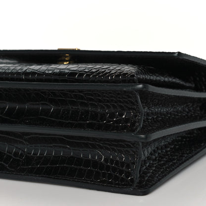Saint Laurent Calfskin Crocodile Embossed Medium Monogram Sunset Black 7 of 7