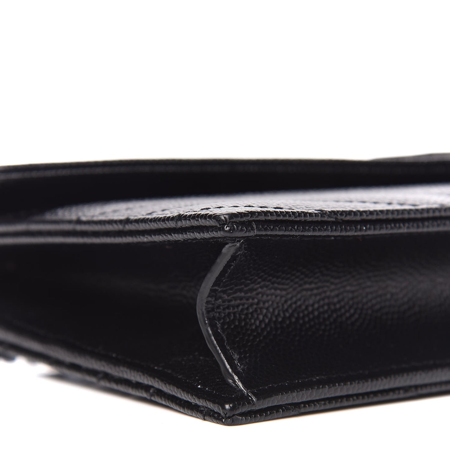 Grain De Poudre Matelasse Chevron Monogram Envelope Chain Wallet Black