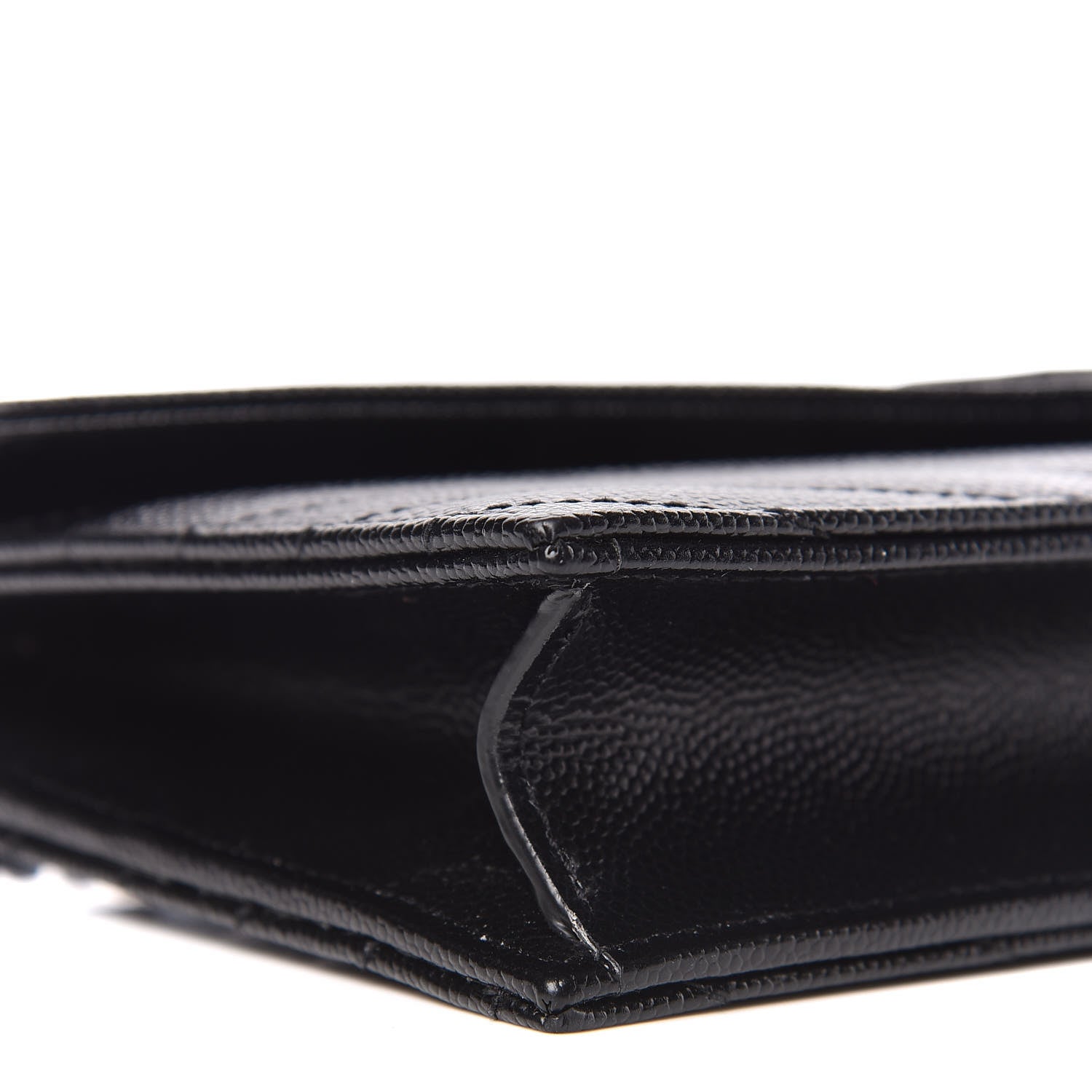 Saint Laurent Grain De Poudre Matelasse Chevron Monogram Envelope Chain Wallet Black 8 of 10