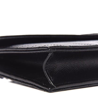 Saint Laurent Grain De Poudre Matelasse Chevron Monogram Envelope Chain Wallet Black 8 of 10