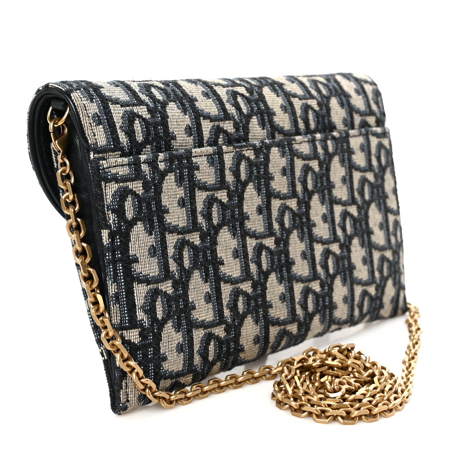 Christian Dior Oblique Saddle Chain Long Wallet Blue 3 of 12