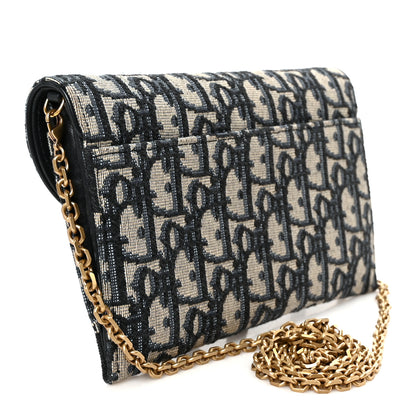 Christian Dior Oblique Saddle Chain Long Wallet Blue 3 of 12