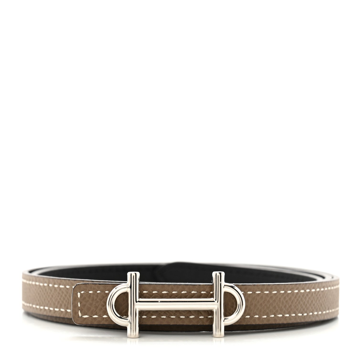 Hermes Swift Epsom 13mm Gamma Belt Black Etoupe 1 of 6