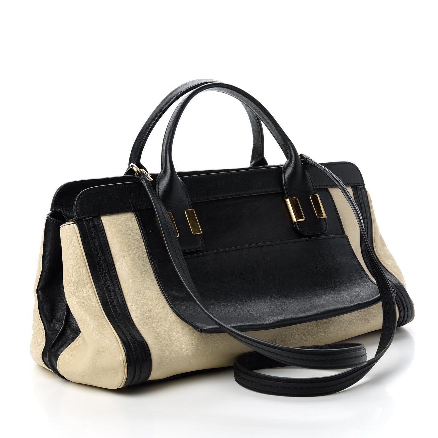 Sheepskin Calfskin Large Alice Satchel Husky White