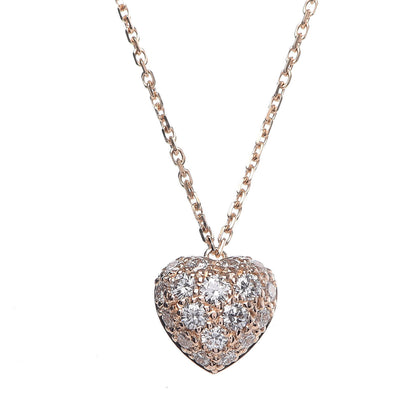 Cartier 18K Pink Gold Diamond Heart Paved Pendant Necklace 4 of 6