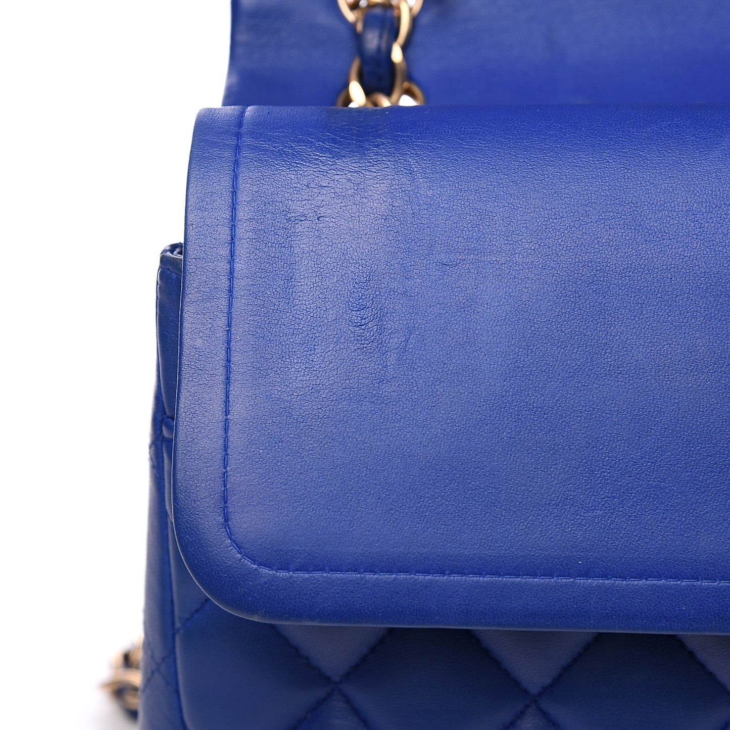 Lambskin Quilted Jumbo Double Flap Blue