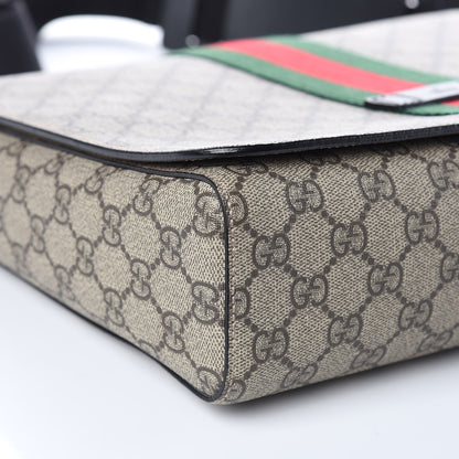 Gucci GG Supreme Monogram Web Flap Messenger Bag Black 8 of 10