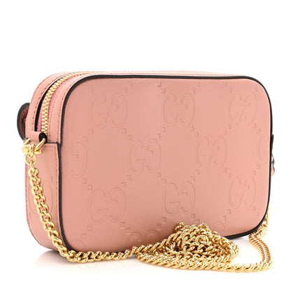 Gucci Calfskin GG Super Mini Debossed Chain Wallet Dust Carmine 3 of 11