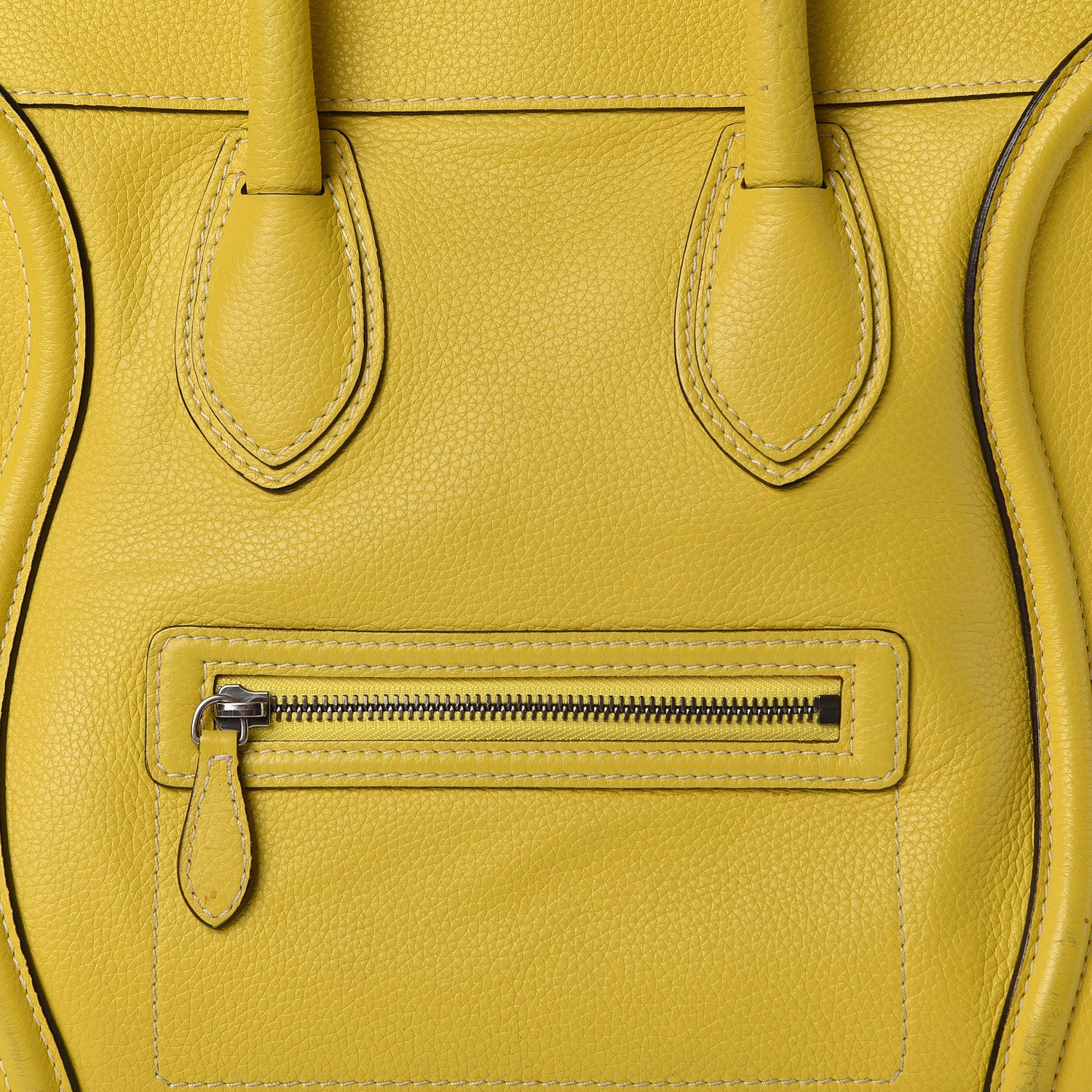 Celine Drummed Calfskin Mini Luggage Citron 13 of 26