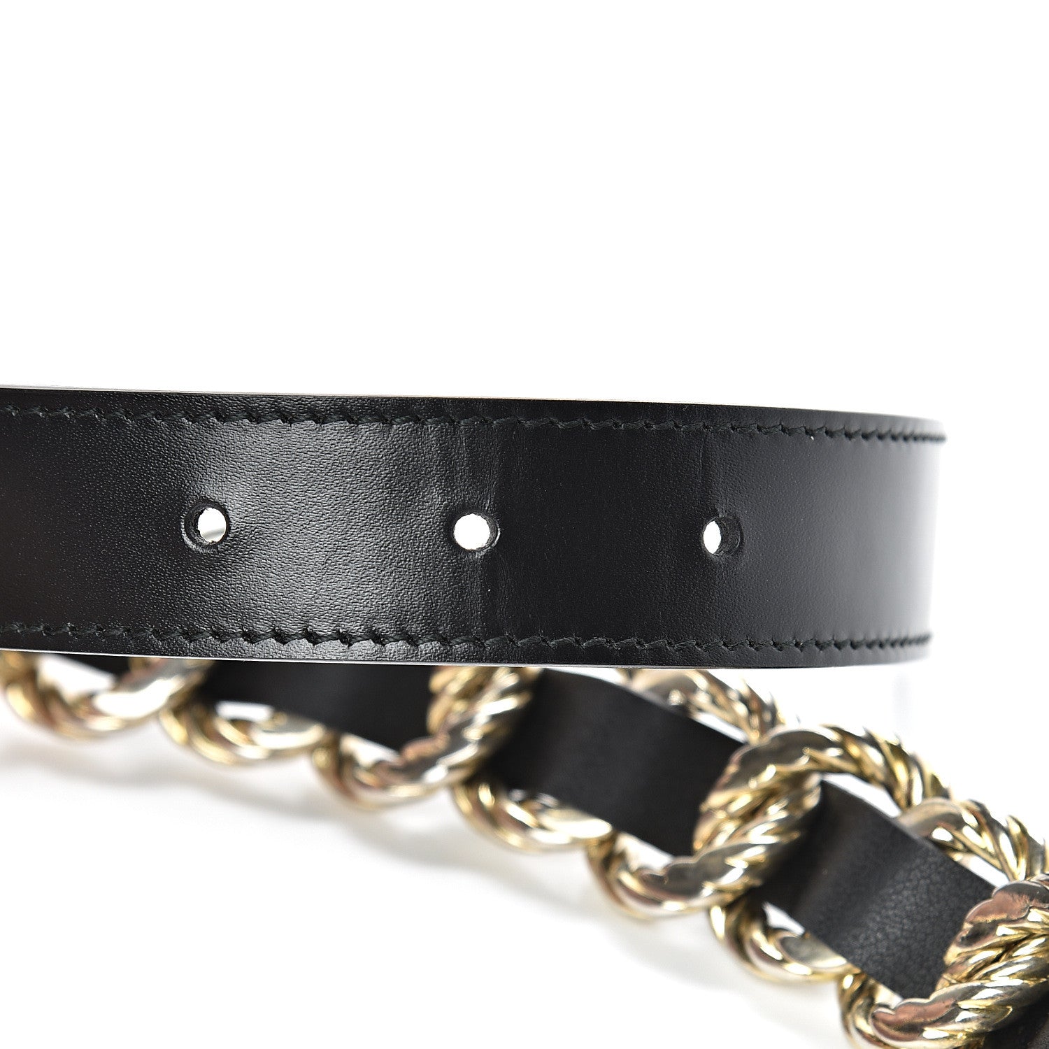 Gucci Calfskin Torchon Double G Chain 25mm Belt 80 32 Black 4 of 4