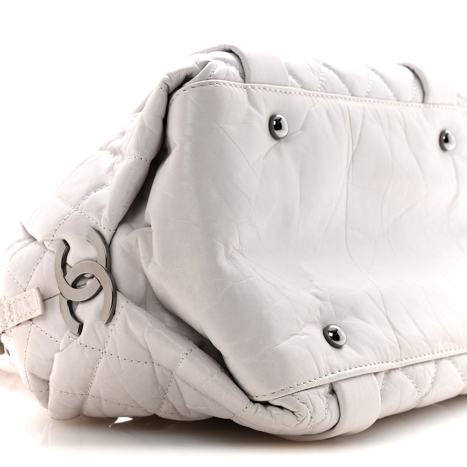 Chanel Distressed Lambskin Vintage Ligne Lady Braid Small Tote White 9 of 13