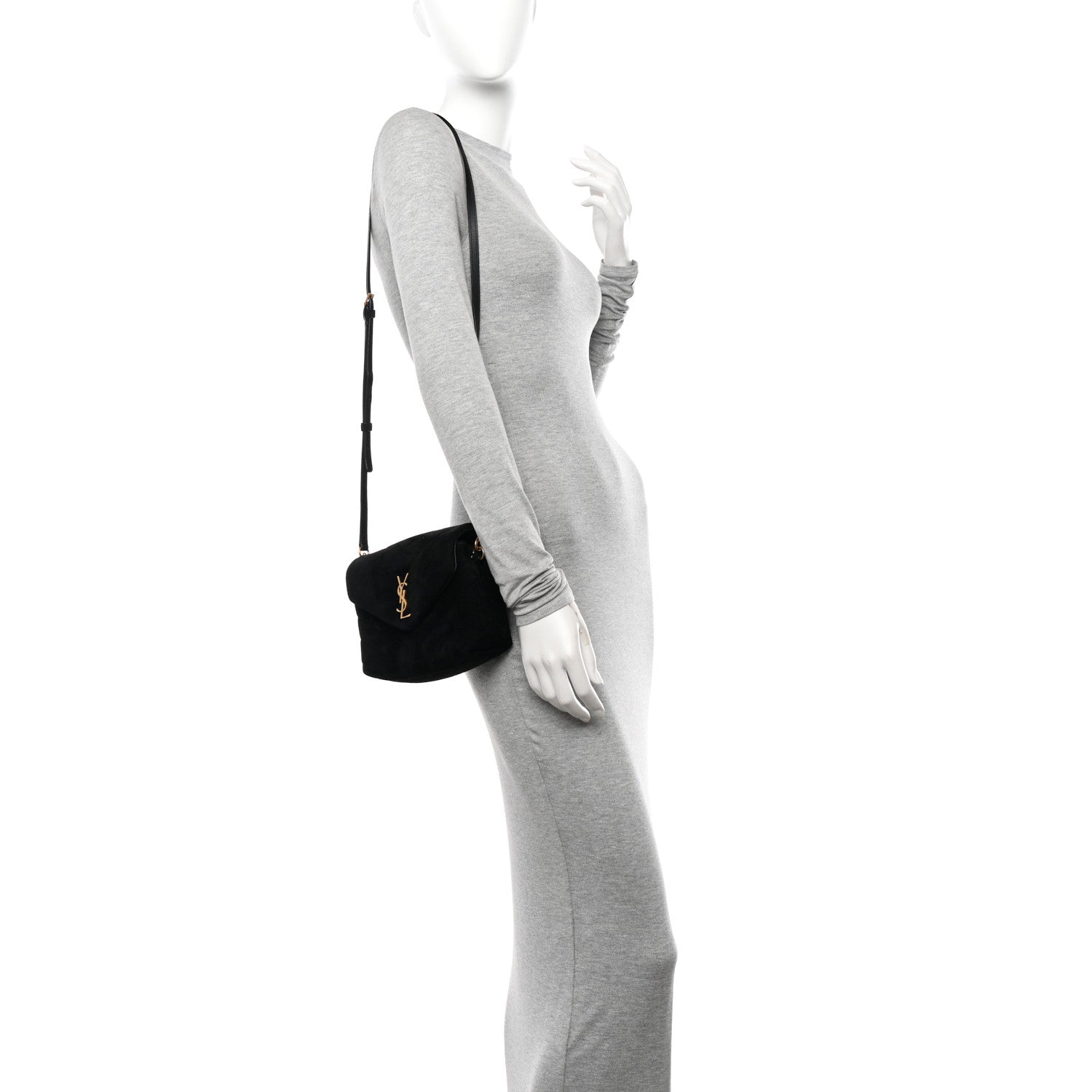 Saint Laurent Suede Y Quilted Monogram Toy Loulou Crossbody Bag Black 2 of 12