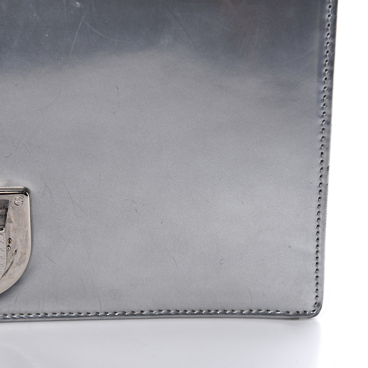 Christian Dior Metallic Patent Micro-Cannage Medium Diorama Flap Bag Silver 15 of 15