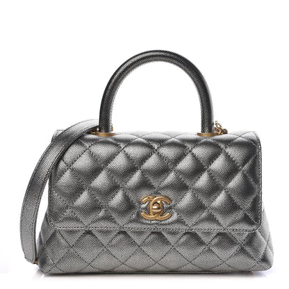 Chanel Metallic Caviar Quilted Mini Coco Handle Flap Silver 1 of 10