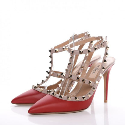Valentino Garavani Nappa Rockstud Ankle Strap 100mm Pumps 37.5 Rubino Poudre 3 of 9