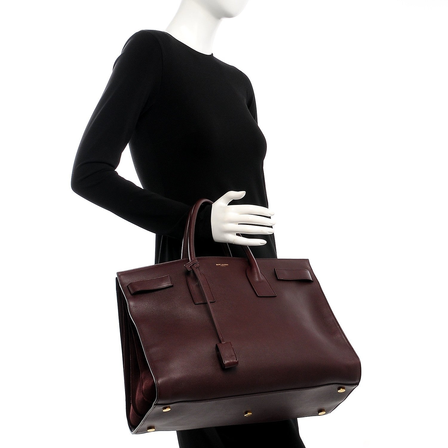 Saint Laurent Calfskin Large Sac De Jour Carryall Amarena 2 of 7
