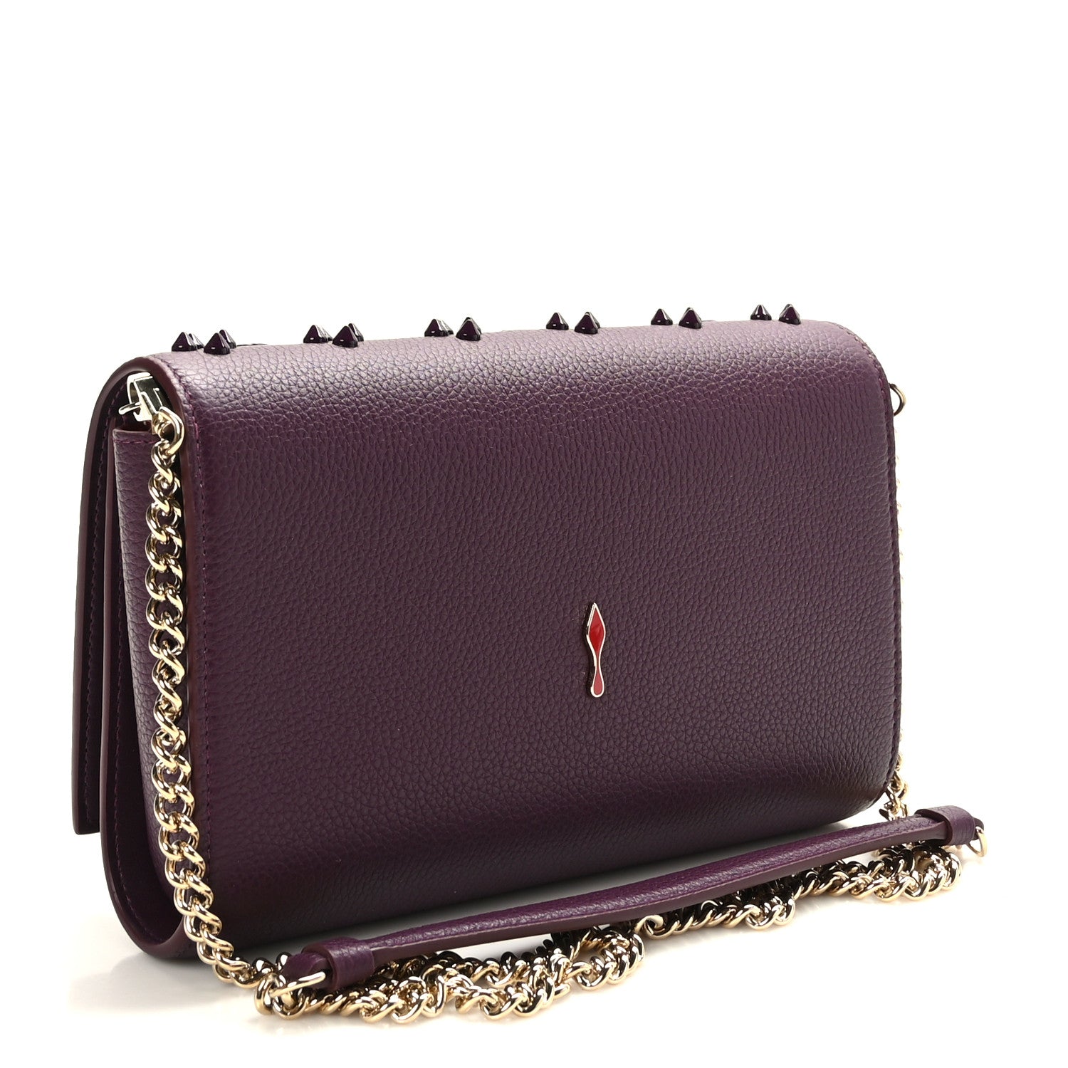 Christian Louboutin Calfskin Spikes Loubinthesky Paloma Clutch Merlot 3 of 10