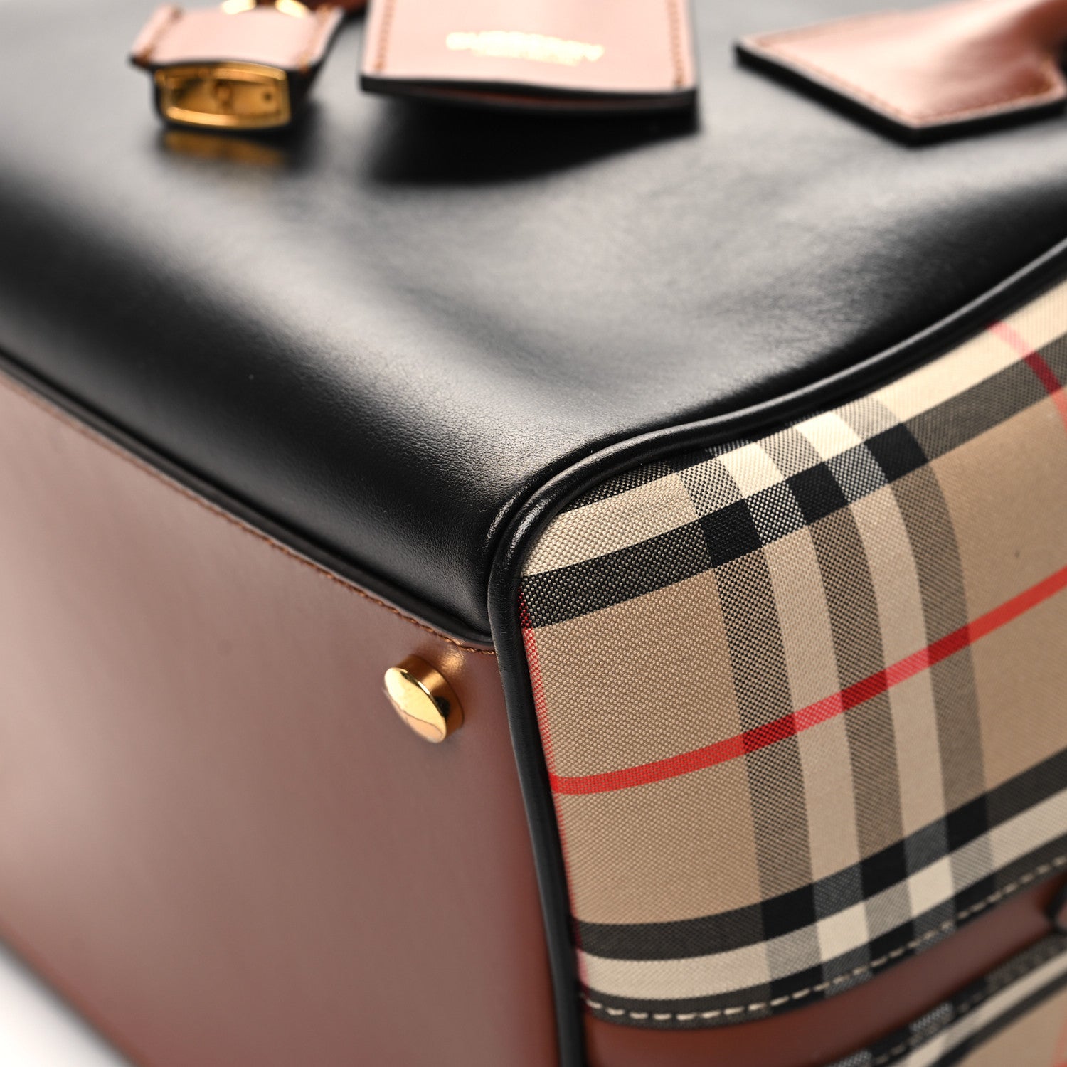 Burberry Smooth Calfskin House Check Medium Cube Bowling Bag Archive Beige 9 of 11