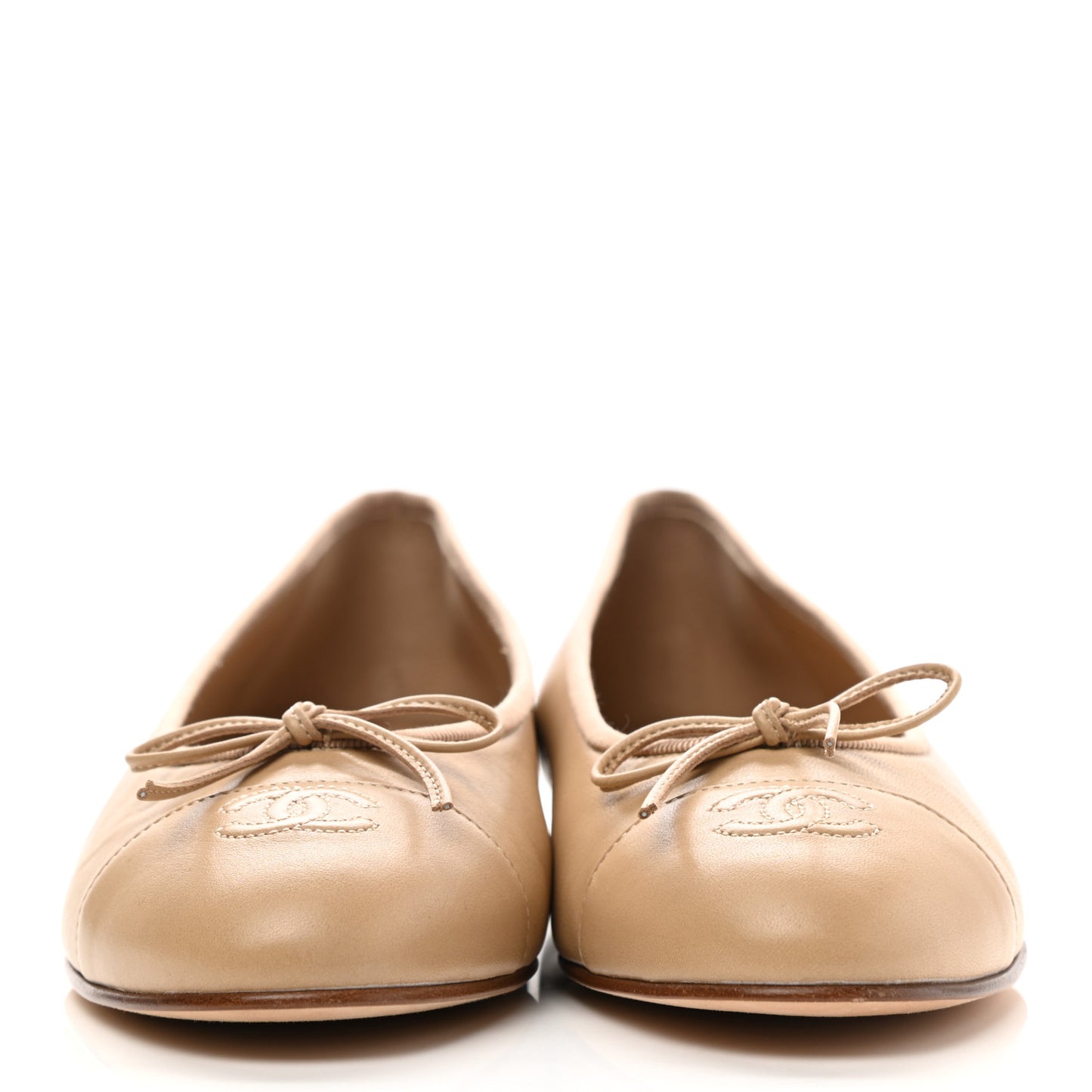 Lambskin Cap Toe CC Ballerina Flats 41 Beige