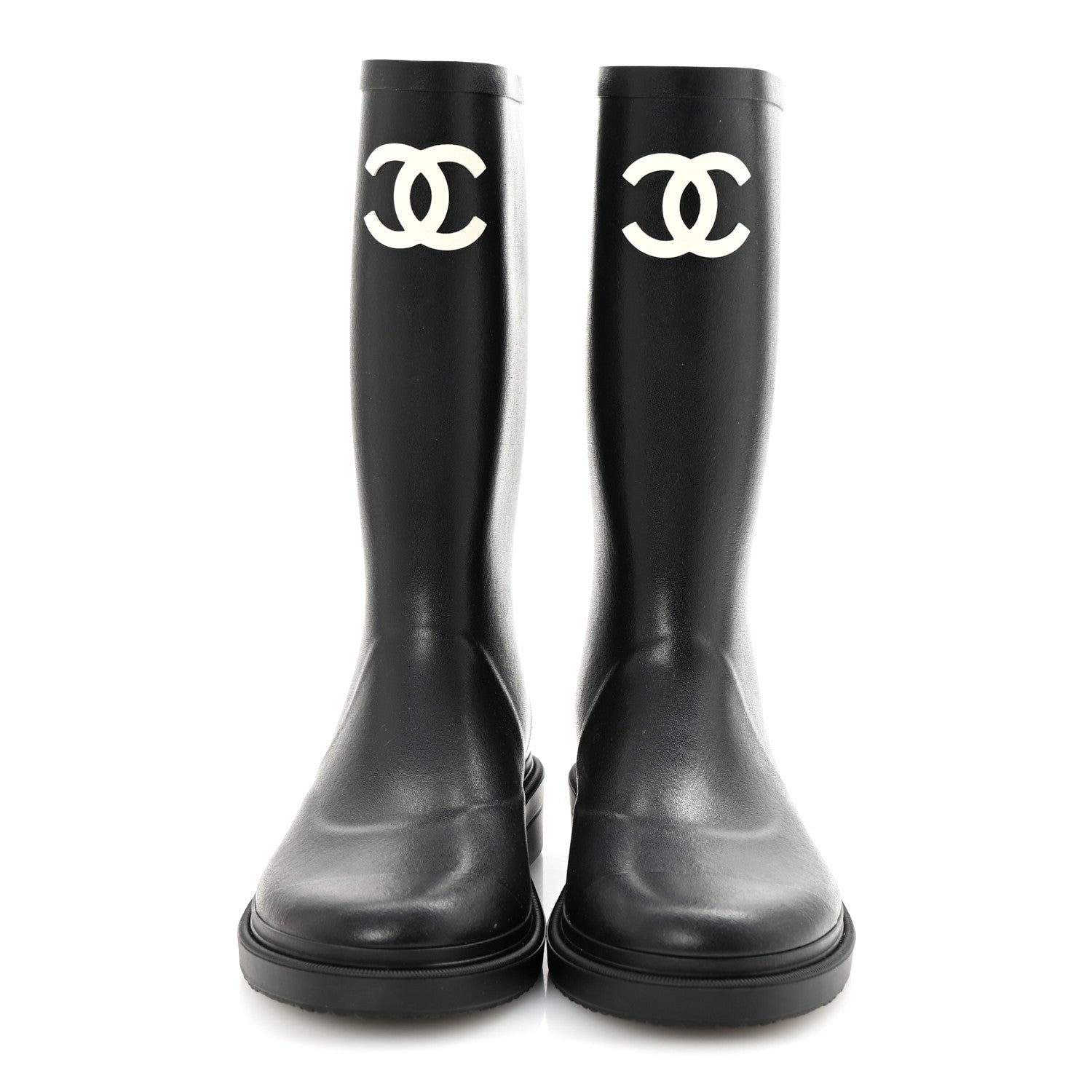 Chanel Caoutchouk CC High Boots 38 Black 3 of 9