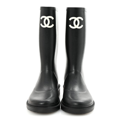 Chanel Caoutchouk CC High Boots 38 Black 3 of 9